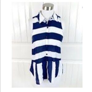NWOT Splendid Women’s Casual Lightweight Blue White Striped Sleeveless Shirt